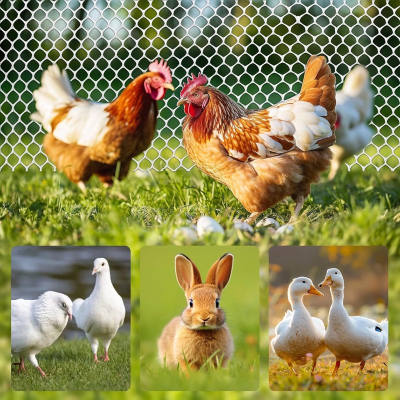 Moyios White Plastic Chicken Wire mesh 15.7IN x 33FT,Plastic Chicken Wire Fencing,Poultry Netting,Plastic mesh for Garden,Balcony Fence,Chicken Wire Frame for Crafts, Floral Mesh.with 100 Ties - Image 3